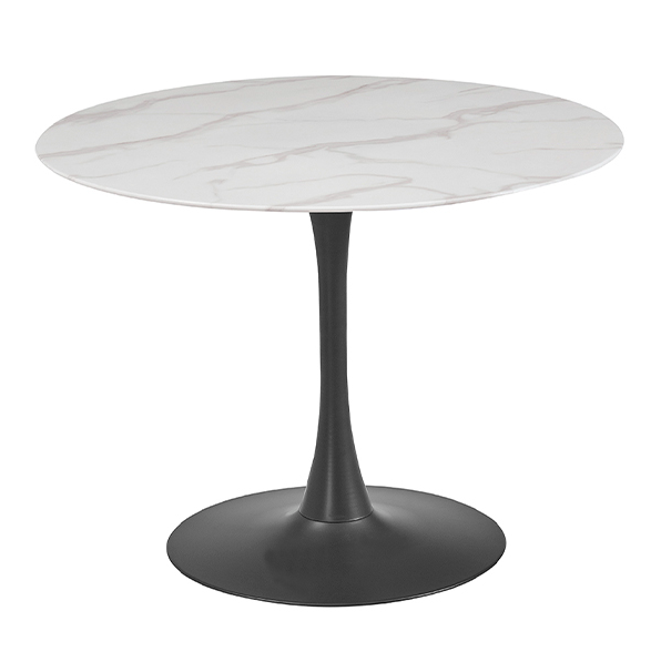 Circe Dining Table Collection - White Marbled Glass