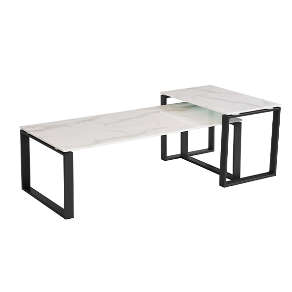 Circe Occasional Tables - White Marbled Glass