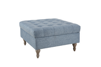 Abbott Button Storage Ottoman - Blue