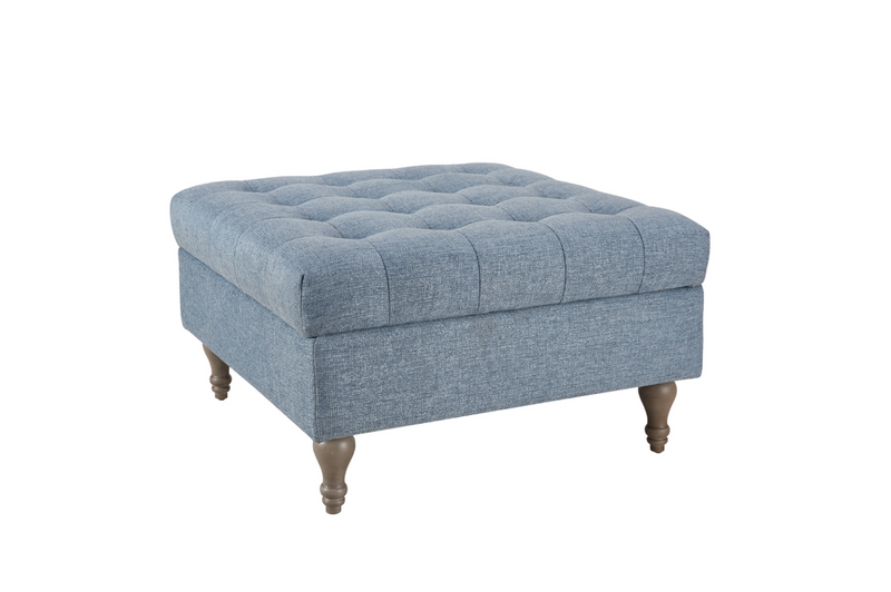 Abbott Button Storage Ottoman - Blue