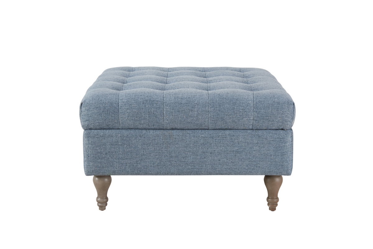 Abbott Button Storage Ottoman - Blue