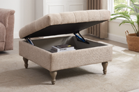 Abbott Button Storage Ottoman - Biscuit
