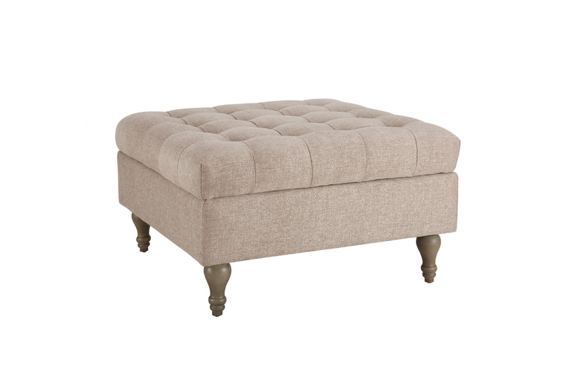 Abbott Button Storage Ottoman - Biscuit