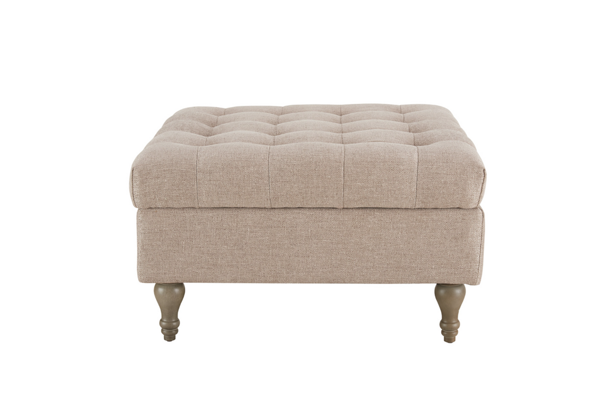 Abbott Button Storage Ottoman - Biscuit