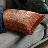 Cut Velvet Fringe Cushion - Terracotta *IN STOCK*