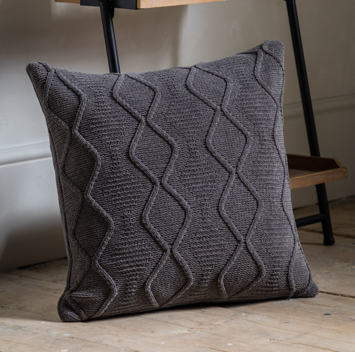 Chenille Cable Cushion - Grey *IN STOCK*