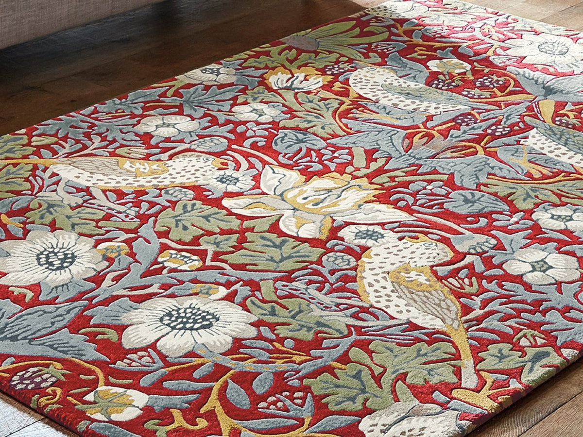 Morris & Co. Rugs -  Strawberry Thief Crimson
