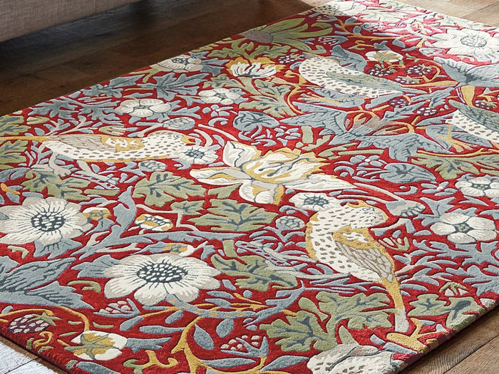 Morris & Co. Rugs -  Strawberry Thief Crimson