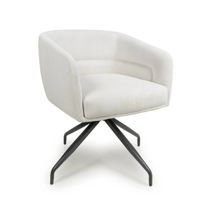 Artemis Swivel Dining Chair (pair) - White Corduroy