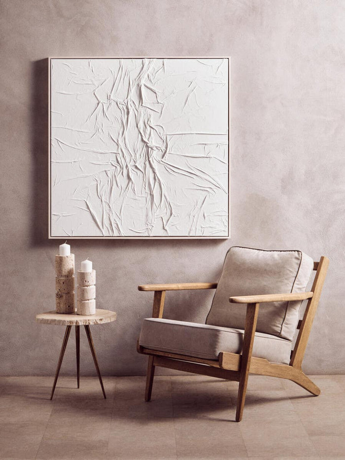 Astratto White Hand Painted Sculptural Fabric Wall Art