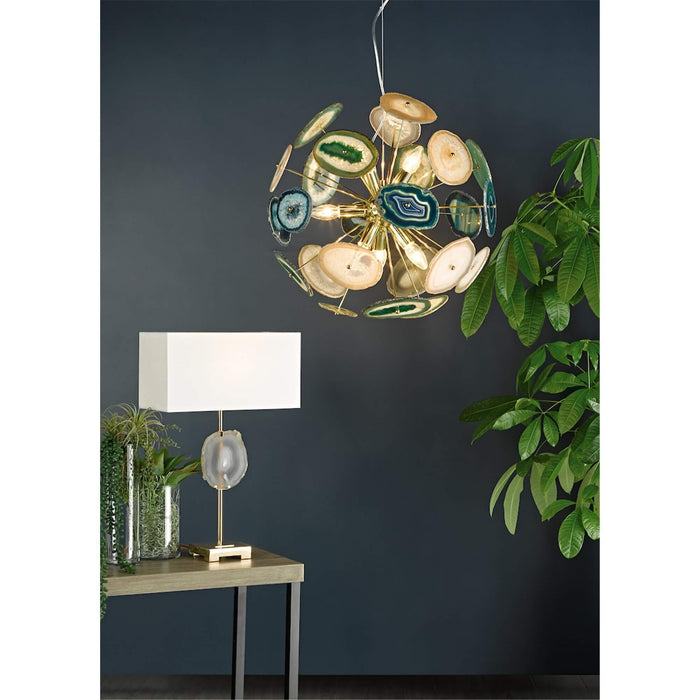 Achates 9 Light Pendant - Gold Agate Stone