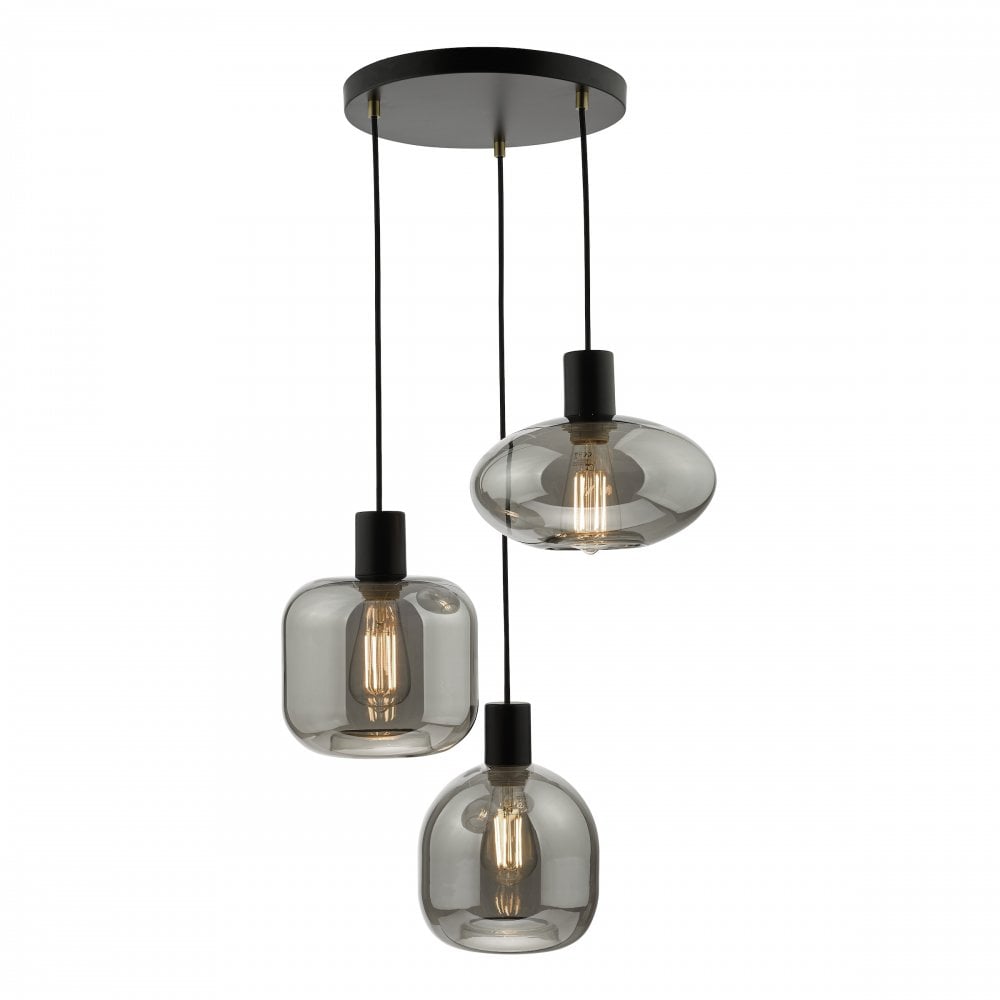 Aiden Cluster Pendant - Satin Black/Smoked Glass