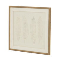 Alta White Feathers Art Mounted In Beaded Frame
