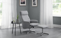 Aria Recliner and Stool - Grey Linen