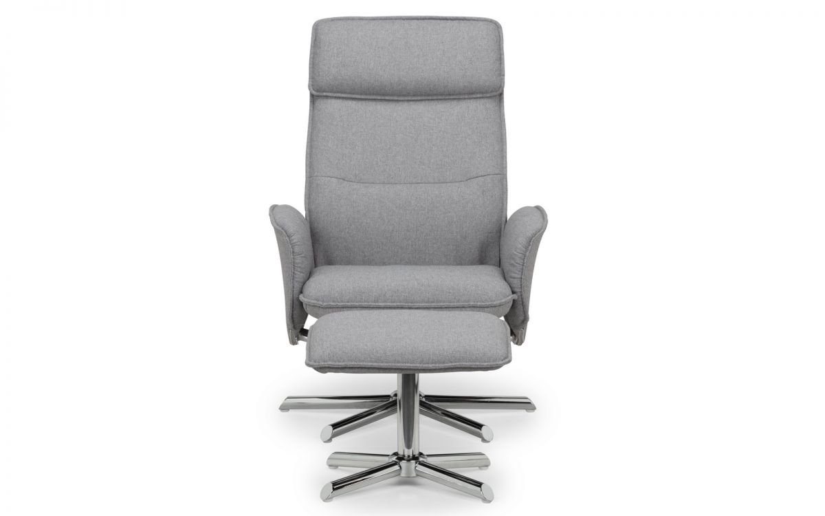 Aria Recliner and Stool - Grey Linen