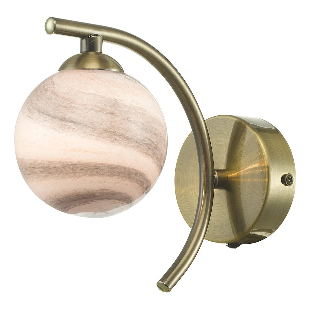 Atiya Light Collection - Antique Brass With Planet Style Glass