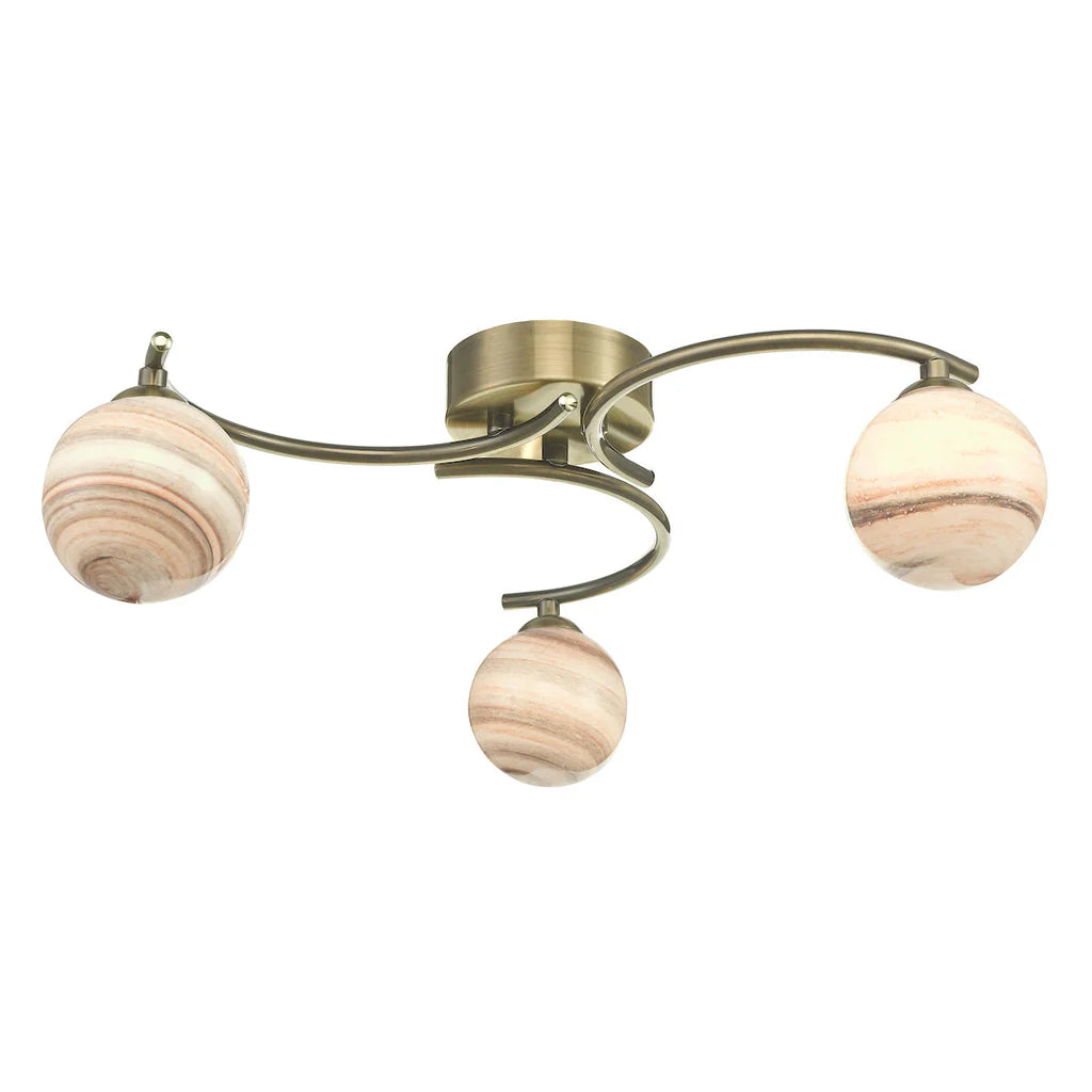 Atiya Light Collection - Antique Brass With Planet Style Glass