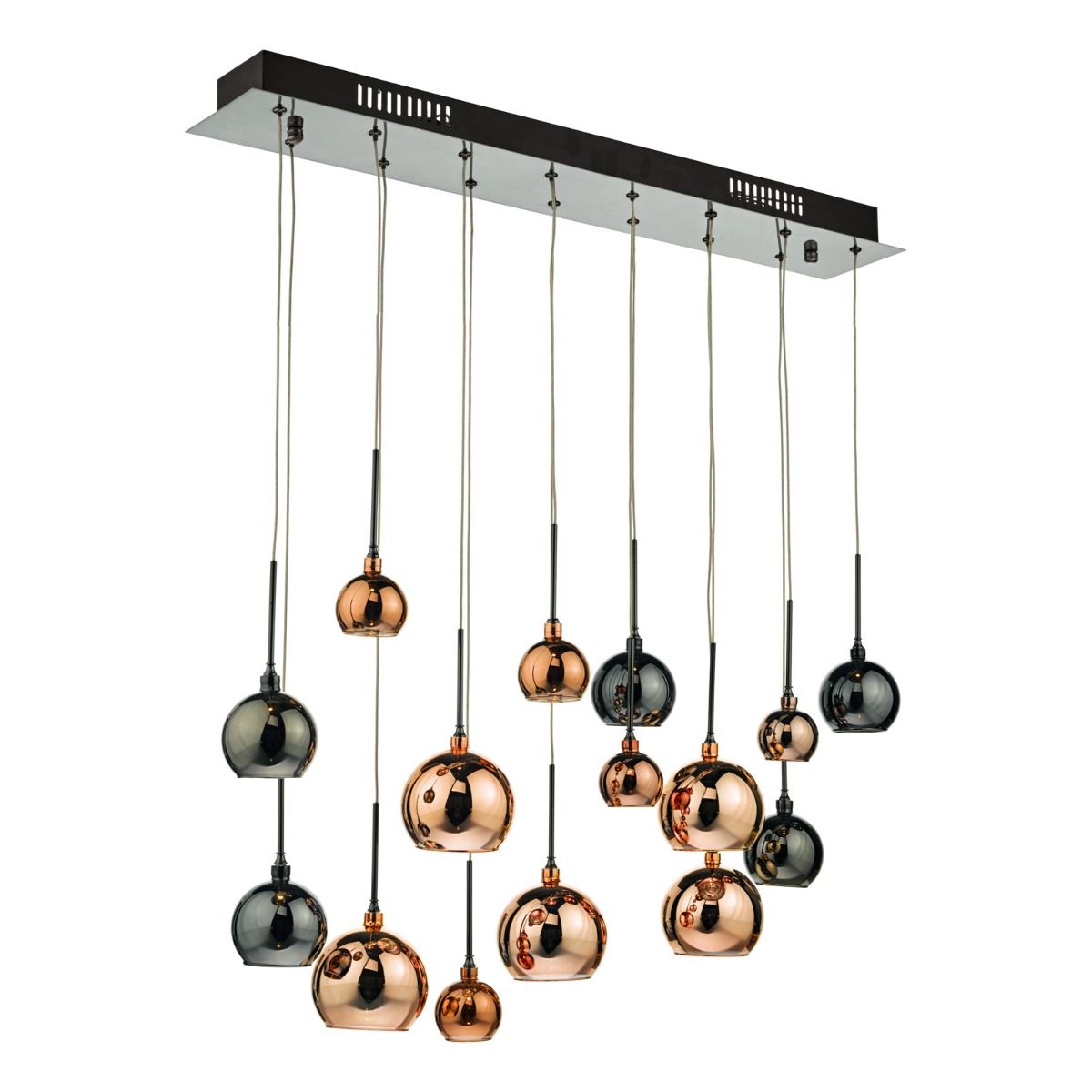 Aurelia Lighting Collection - Chrome and Copper Glass