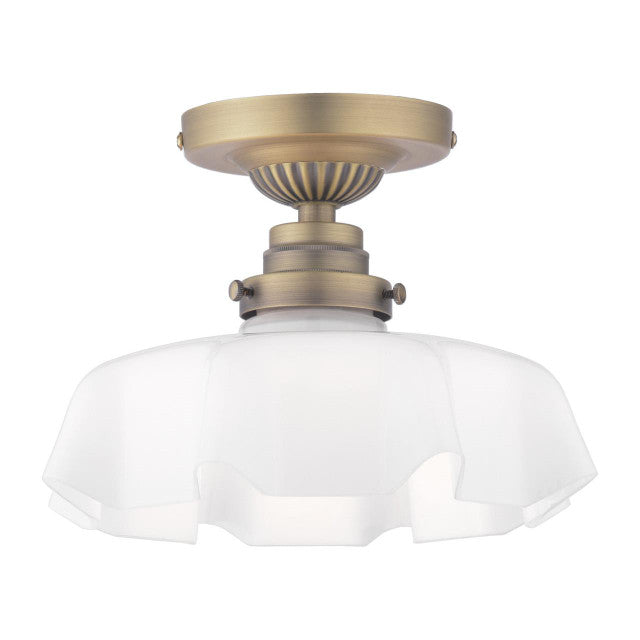 Laura Ashley Banham Lighting Collection - Matt Antique Brass and White Glass