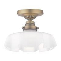 Laura Ashley Banham Lighting Collection - Matt Antique Brass and White Glass