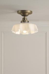 Laura Ashley Banham Lighting Collection - Matt Antique Brass and White Glass