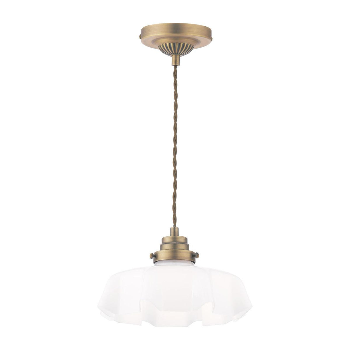 Laura Ashley Banham Lighting Collection - Matt Antique Brass and White Glass