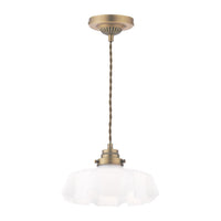 Laura Ashley Banham Lighting Collection - Matt Antique Brass and White Glass