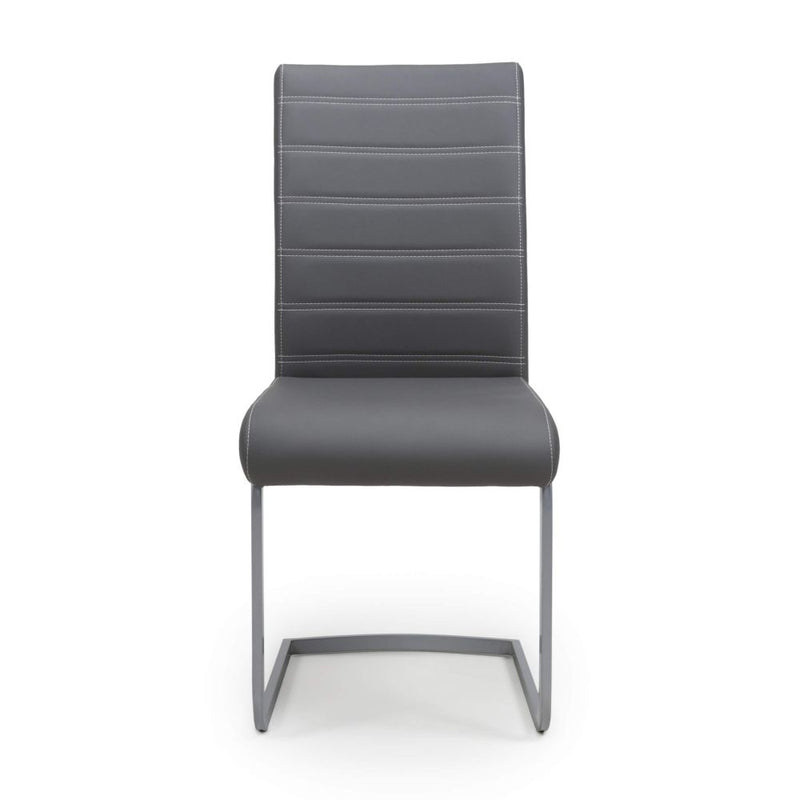 Callisto Dining Chair (pair) - Grey Leather Effect