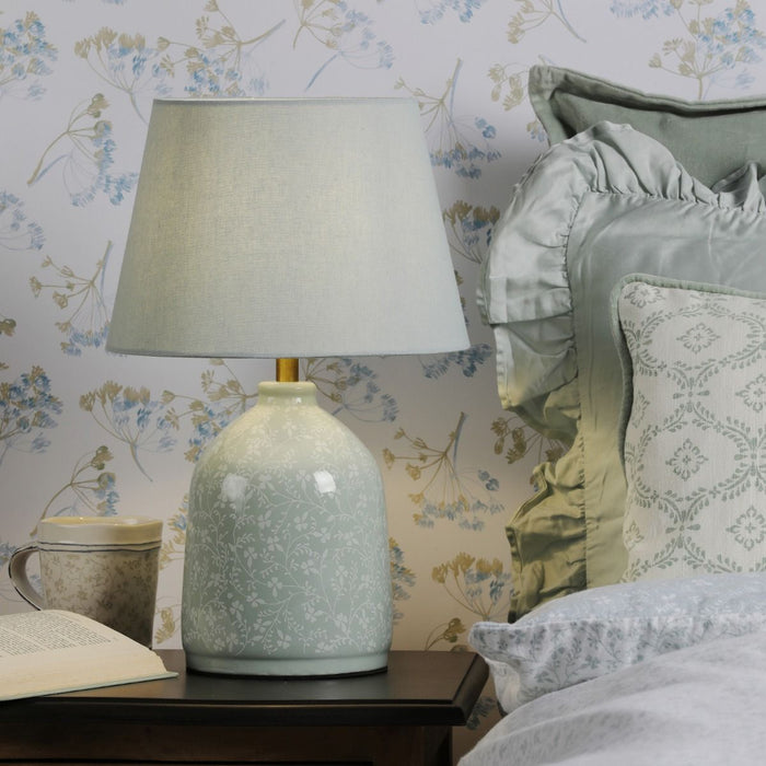 Laura Ashley Campion Table Lamp Blue With Shade