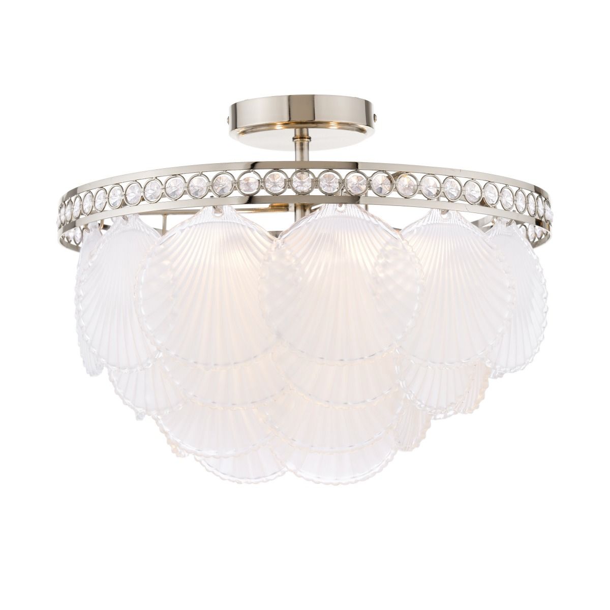 Laura Ashley Caverton 4 Light Semi-Flush Polished Nickel and White Glass
