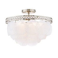 Laura Ashley Caverton 4 Light Semi-Flush Polished Nickel and White Glass