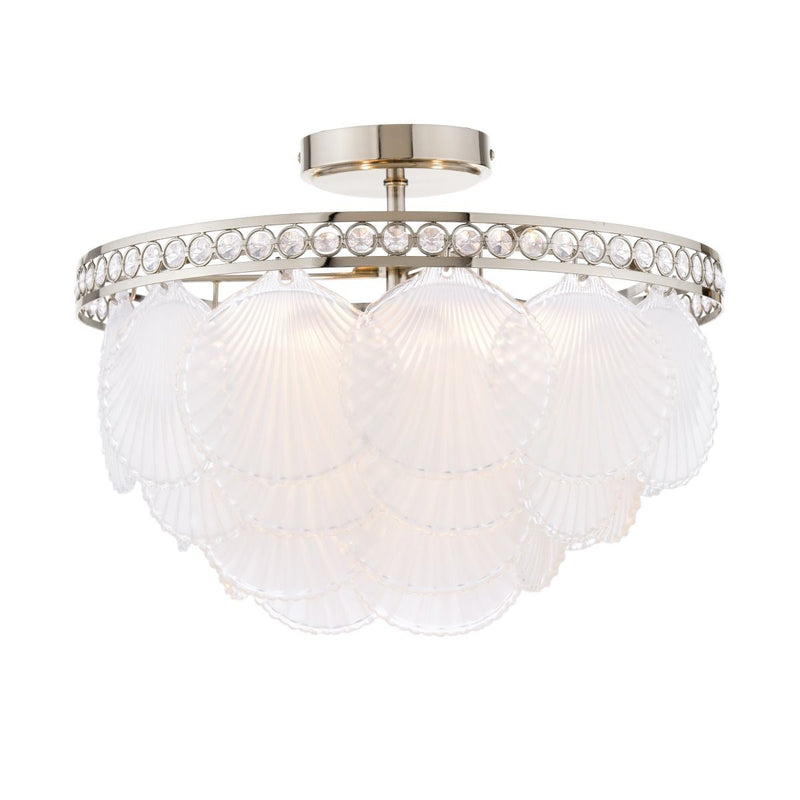 Laura Ashley Caverton 4 Light Semi-Flush Polished Nickel and White Glass
