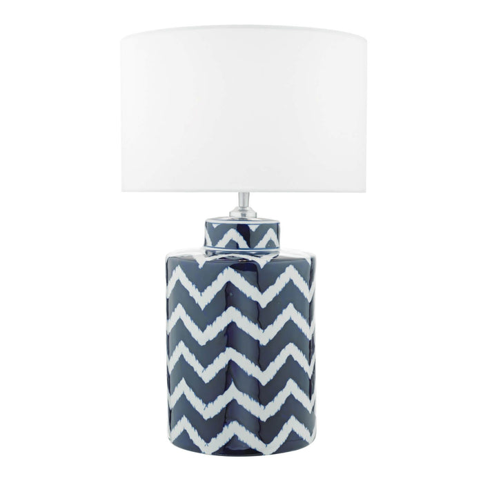 Caelan Table Lamp Blue & White With Shade