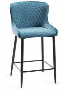 Cezanne Bar Stool (pair) - Blue Velvet/Black