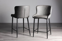 Cezanne Bar Stool (pair) - Dark Grey Faux Leather/Black
