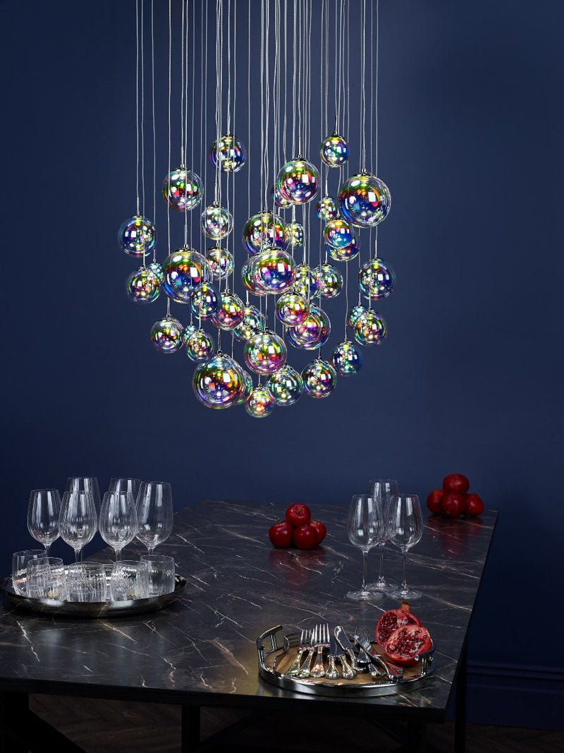 Cesario 12 Light Cluster Pendant Polished Chrome Iridised Glass LED