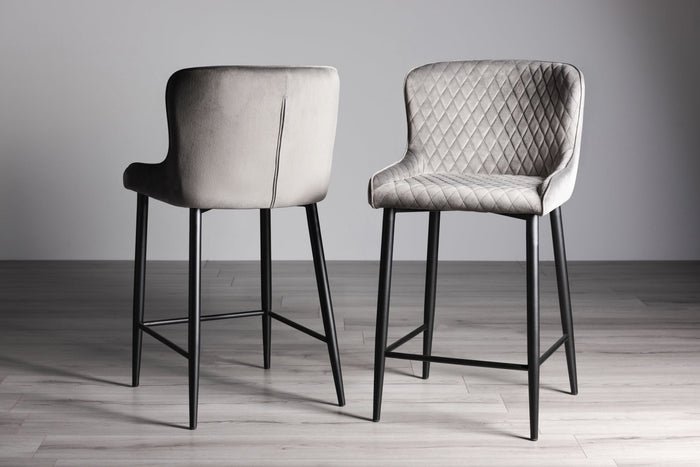 Cezanne Bar Stool (pair) - Grey Velvet/Black