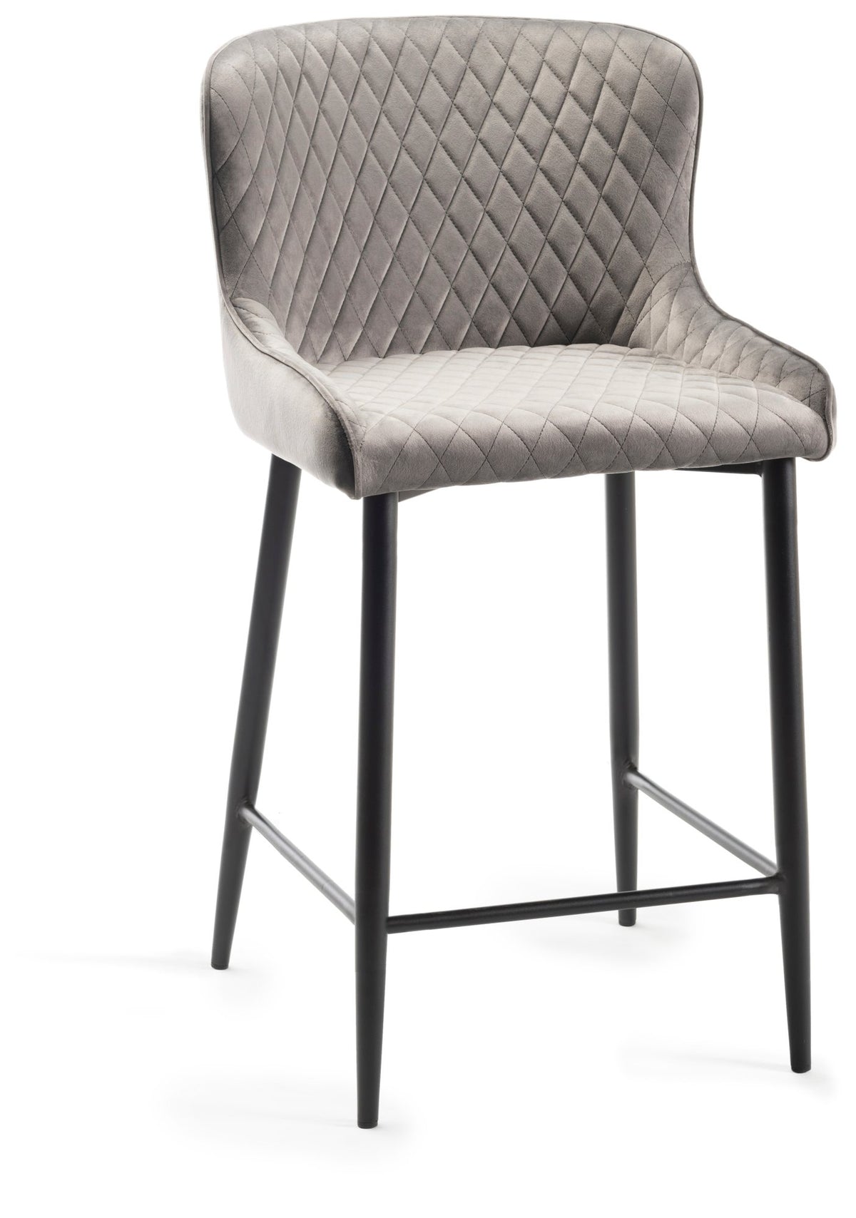 Cezanne Bar Stool (pair) - Grey Velvet/Black