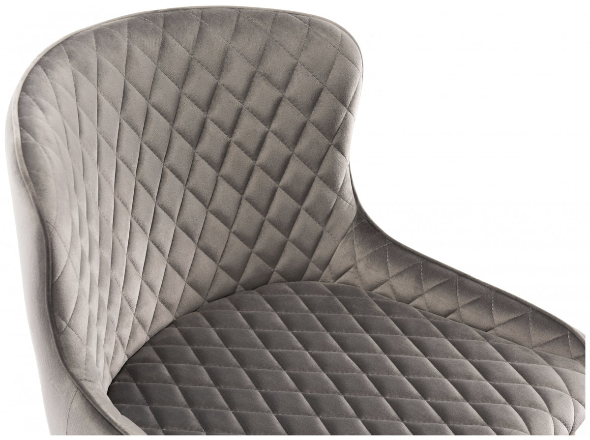 Cezanne Bar Stool (pair) - Grey Velvet/Black