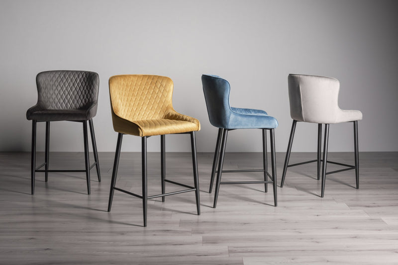 Cezanne Bar Stool (pair) - Mustard Velvet/Black