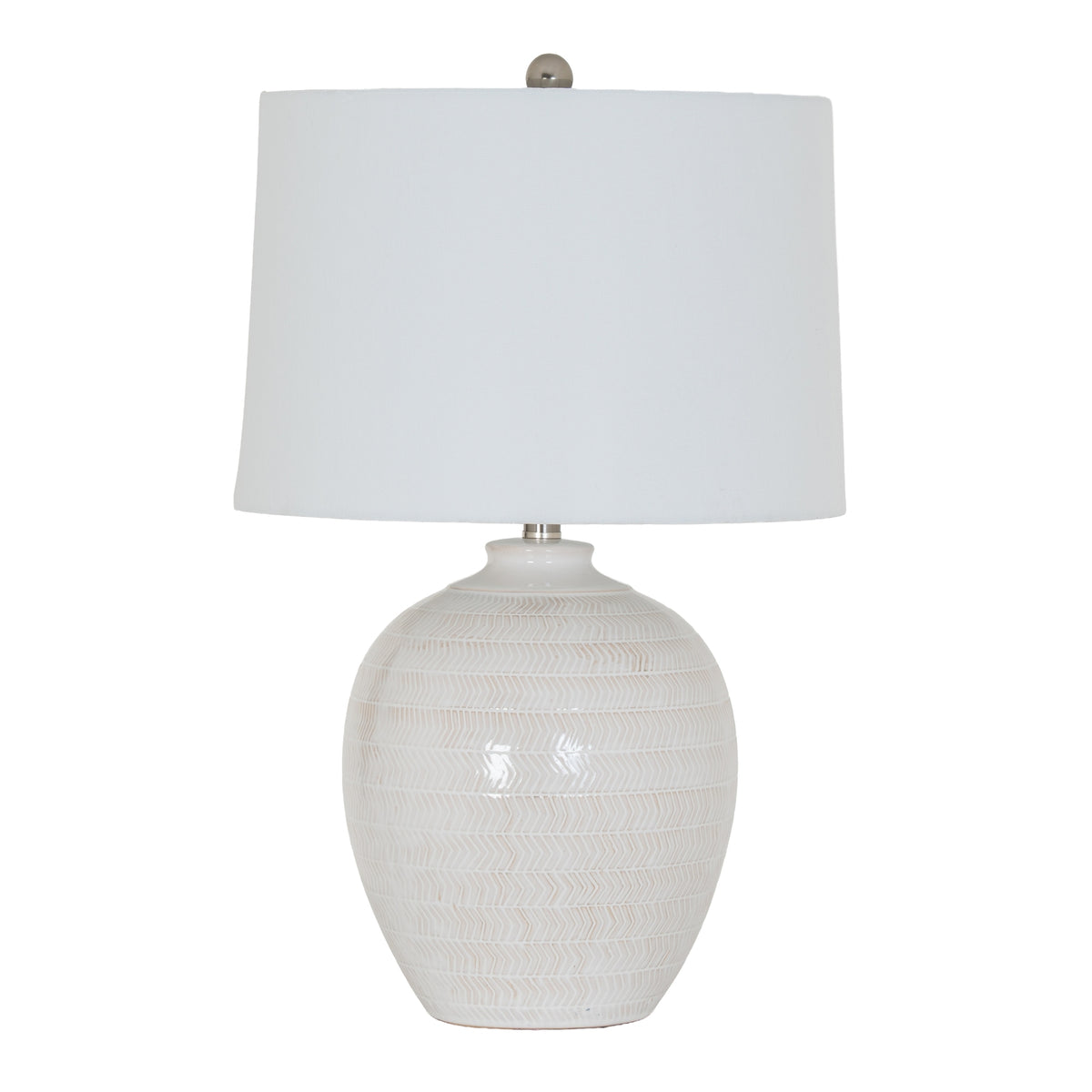 Chevronne Ceramic Table Lamp With Linen Shade