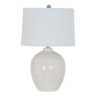 Chevronne Ceramic Table Lamp With Linen Shade