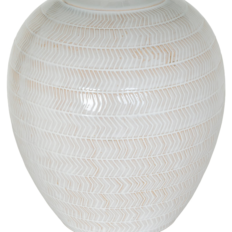 Chevronne Ceramic Table Lamp With Linen Shade