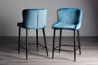 Cezanne Bar Stool (pair) - Blue Velvet/Black
