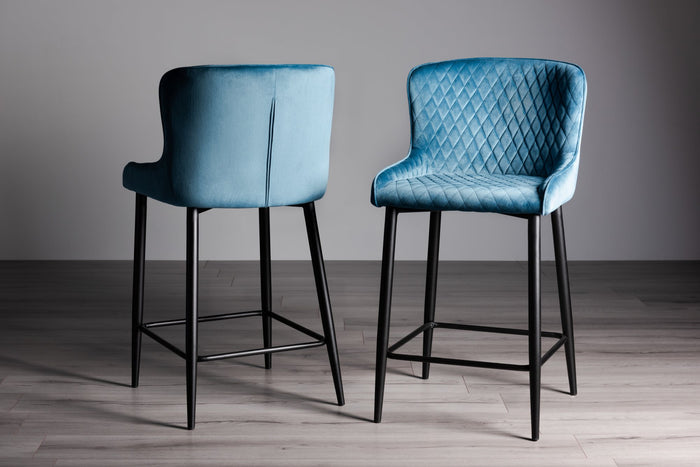 Cezanne Bar Stool (pair) - Blue Velvet/Black
