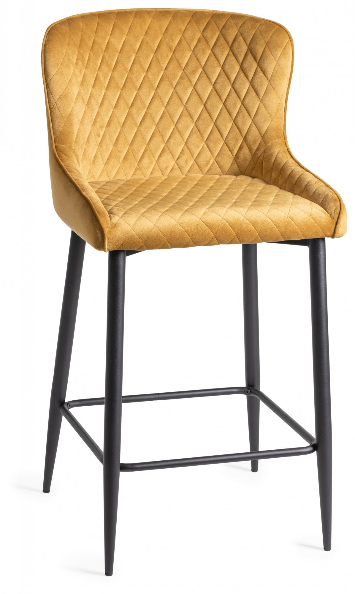 Cezanne Bar Stool (pair) - Mustard Velvet/Black