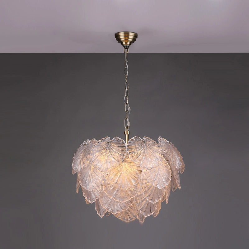 Courtney 10 Light Pendant - Textured Glass and Antique Brass