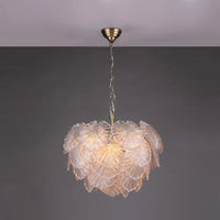 Courtney 10 Light Pendant - Textured Glass and Antique Brass