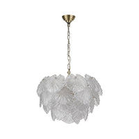 Courtney 10 Light Pendant - Textured Glass and Antique Brass