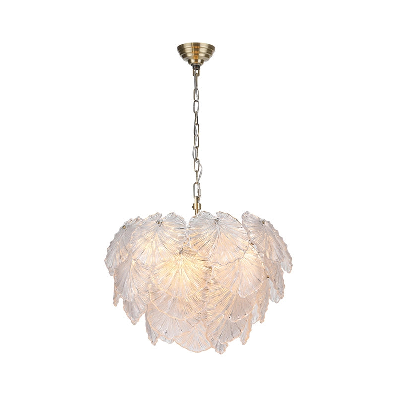 Courtney 10 Light Pendant - Textured Glass and Antique Brass